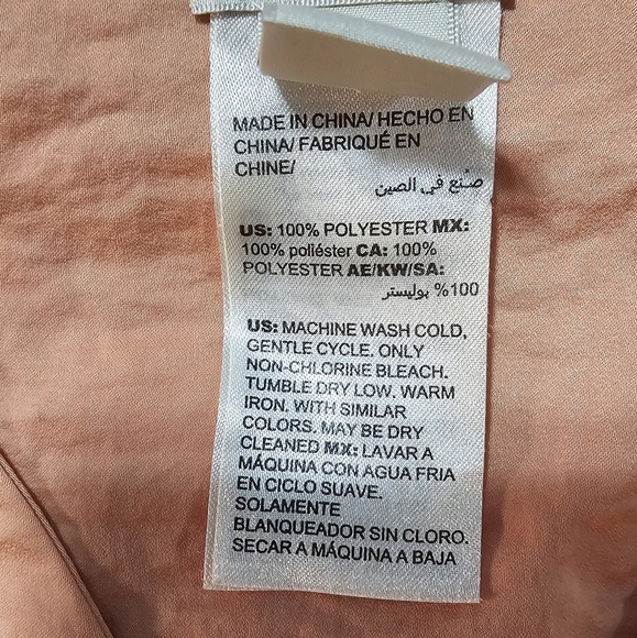 Chicos Peach V-Neck Silky Short Sleeve Blouse - Picture 6 of 16